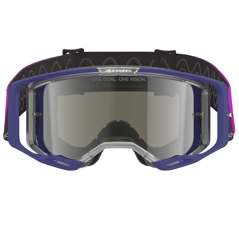 Lunettes de motocross Alpinestars Vision 8 Corp violet-transparent avec verres argentés miroir