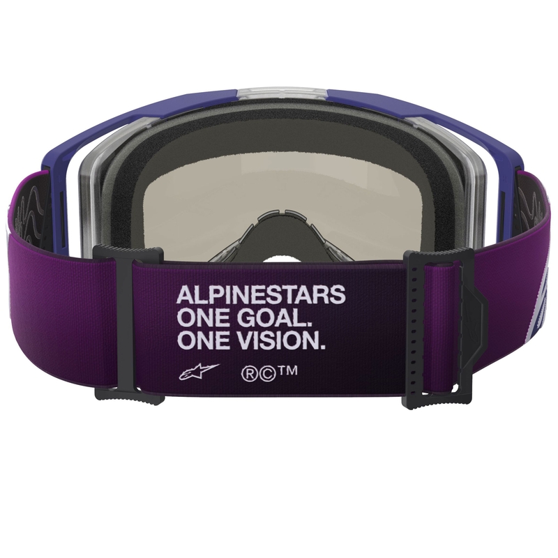 Lunettes de motocross Alpinestars Vision 8 Corp violet-transparent avec verres argentés miroir