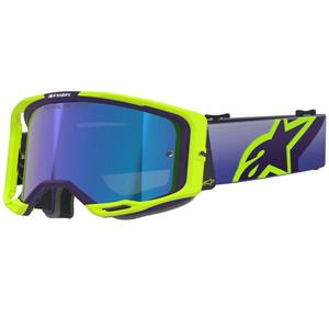 Lunettes de motocross Alpinestars Vision 8 Corp jaune fluo-violet avec verres bleus miroir