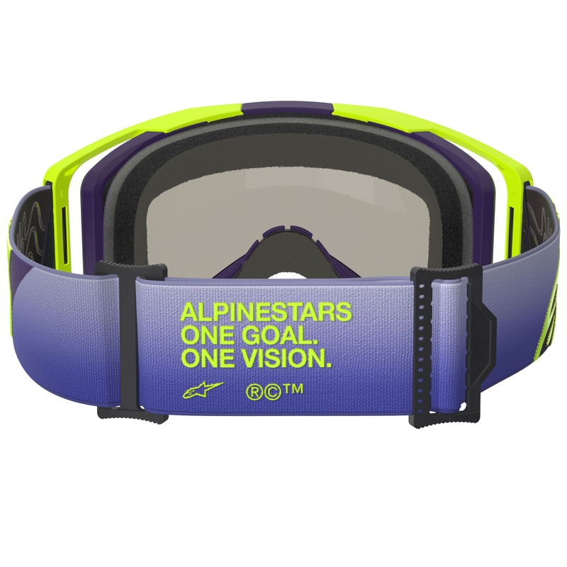 Lunettes de motocross Alpinestars Vision 8 Corp jaune fluo-violet avec verres bleus miroir