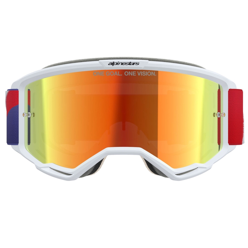 Lunettes de motocross Alpinestars Vision 5 Corp blanc-bleu-rouge avec verres rouges miroir