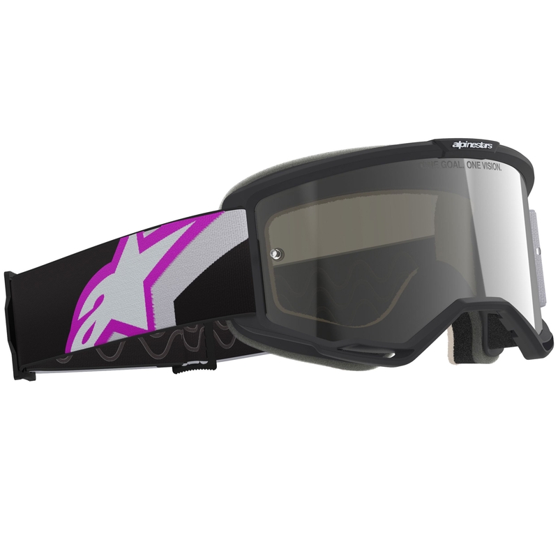 Lunettes de motocross Alpinestars Vision 5 Corp noir-gris-violet-blanc avec verres argentés miroir