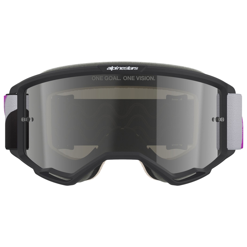 Lunettes de motocross Alpinestars Vision 5 Corp noir-gris-violet-blanc avec verres argentés miroir
