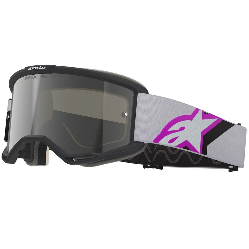Lunettes de motocross Alpinestars Vision 5 Corp noir-gris-violet-blanc avec verres argentés miroir