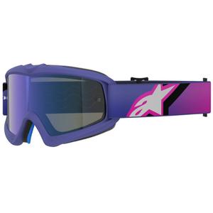 Lunettes de motocross pour enfants Alpinestars Vision Youth Corp violet-rose fluo avec verres bleus miroir