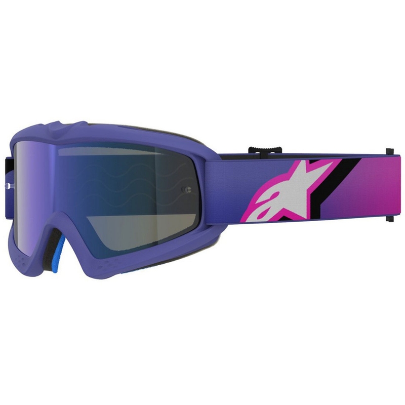 Lunettes de motocross pour enfants Alpinestars Vision Youth Corp violet-rose fluo avec verres bleus miroir