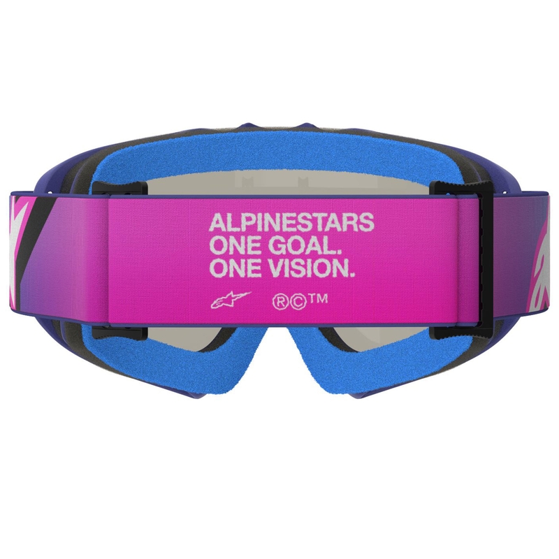 Lunettes de motocross pour enfants Alpinestars Vision Youth Corp violet-rose fluo avec verres bleus miroir