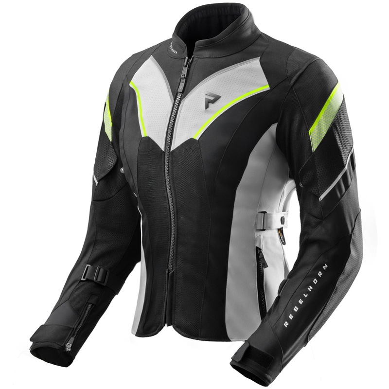 Veste moto femme Rebelhorn Hiflow V noir-gris-jaune fluo