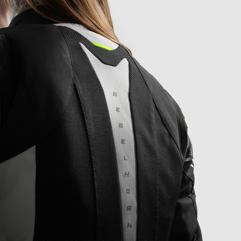 Veste moto femme Rebelhorn Hiflow V noir-gris-jaune fluo