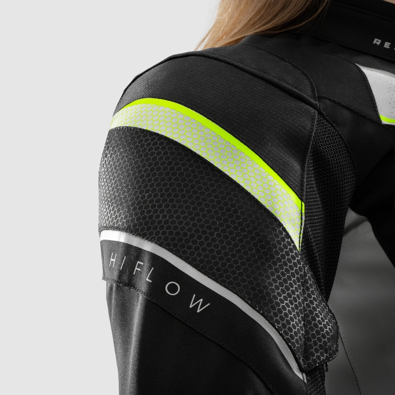 Veste moto femme Rebelhorn Hiflow V noir-gris-jaune fluo