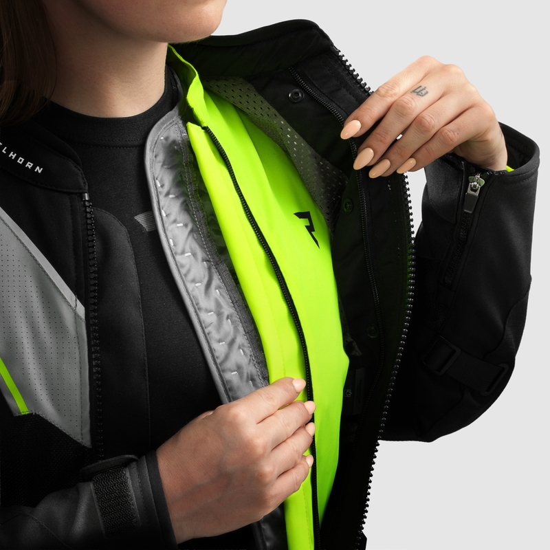 Veste moto femme Rebelhorn Hiflow V noir-gris-jaune fluo