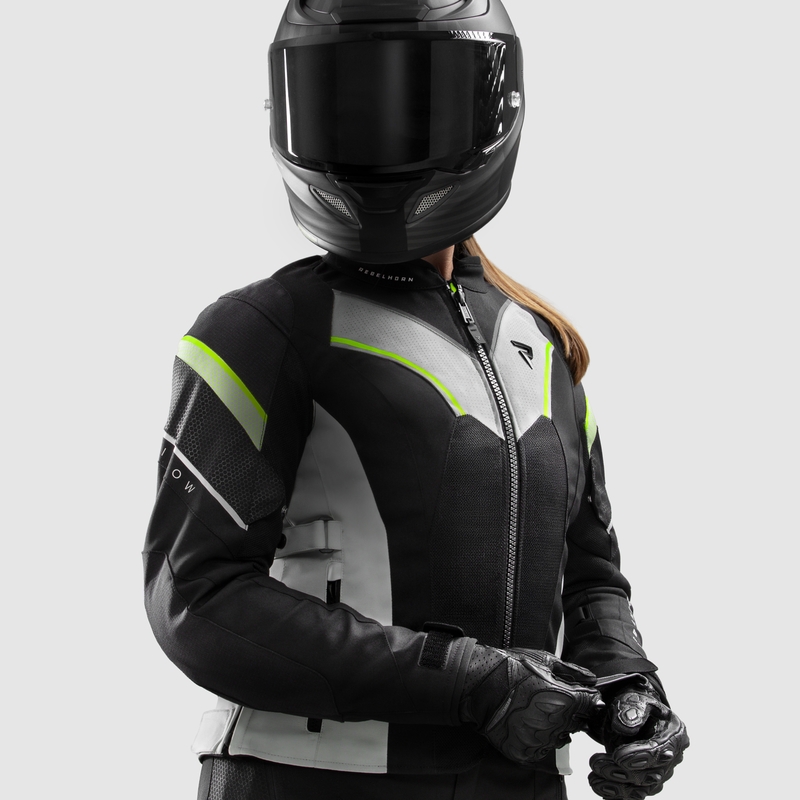 Veste moto femme Rebelhorn Hiflow V noir-gris-jaune fluo