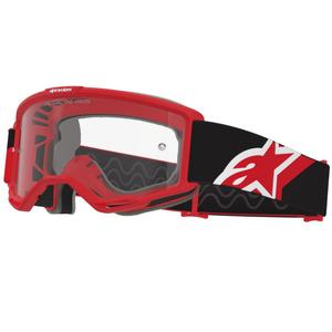 Lunettes de motocross Alpinestars Vision OTG rouge-noir-blanc avec verres transparents