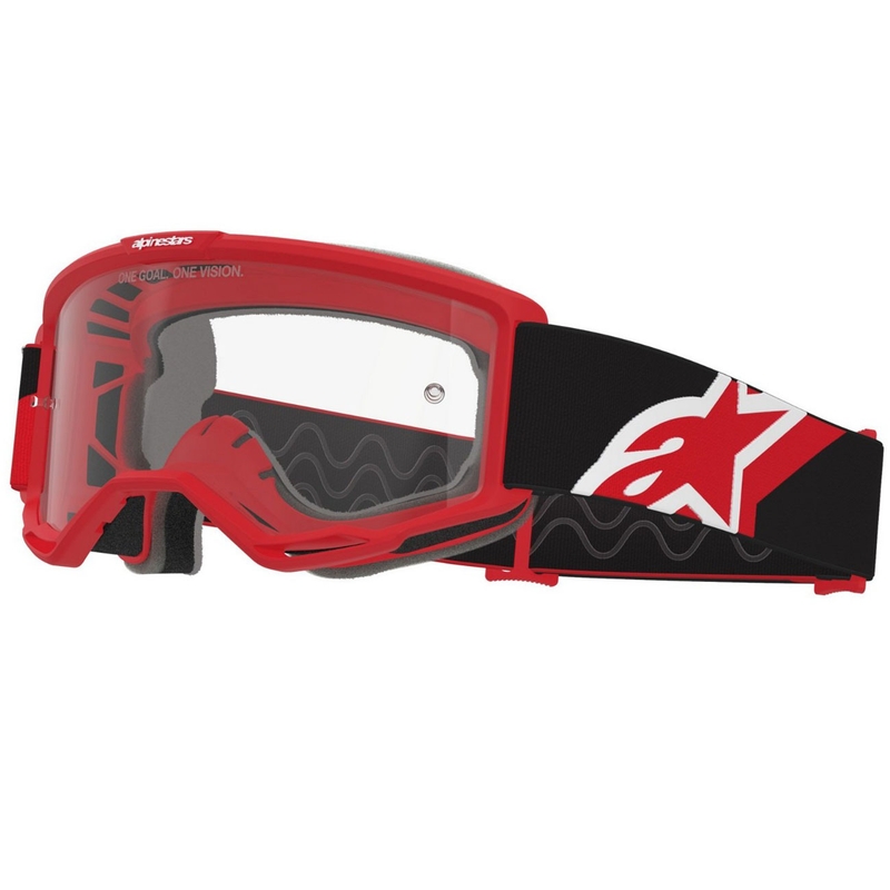 Lunettes de motocross Alpinestars Vision OTG rouge-noir-blanc avec verres transparents