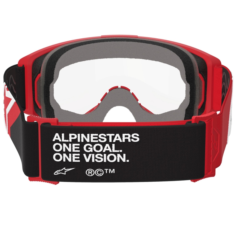 Lunettes de motocross Alpinestars Vision OTG rouge-noir-blanc avec verres transparents