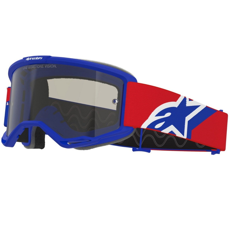 Lunettes de motocross Alpinestars Vision Sand bleu-rouge-blanc avec verres fumés foncés