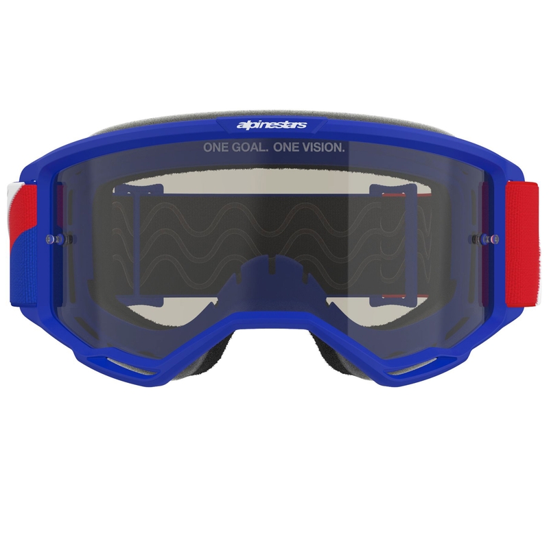 Lunettes de motocross Alpinestars Vision Sand bleu-rouge-blanc avec verres fumés foncés