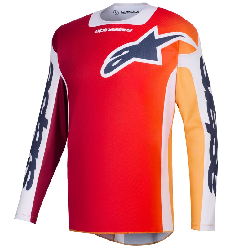 Maillot de motocross Alpinestars Racer Portl rouge-orange-gris clair
