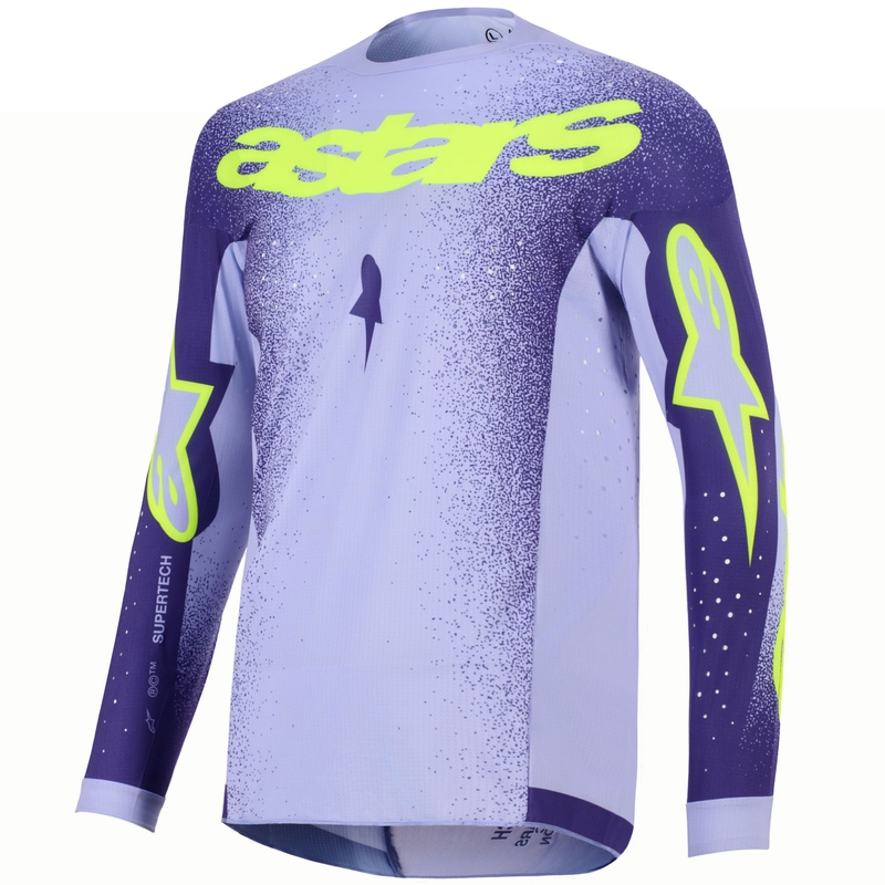 Maillot de motocross Alpinestars Supertech Scenz violet-jaune fluo