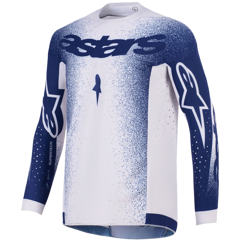 Maillot de motocross Alpinestars Supertech Scenz gris clair-bleu foncé
