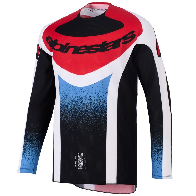 Maillot de motocross Alpinestars Techstar Knif noir-blanc-bleu-rouge