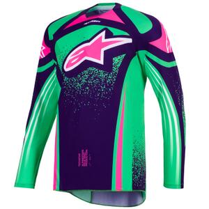 Maillot de motocross Alpinestars Techstar Nomur violet foncé-vert-rose fluo