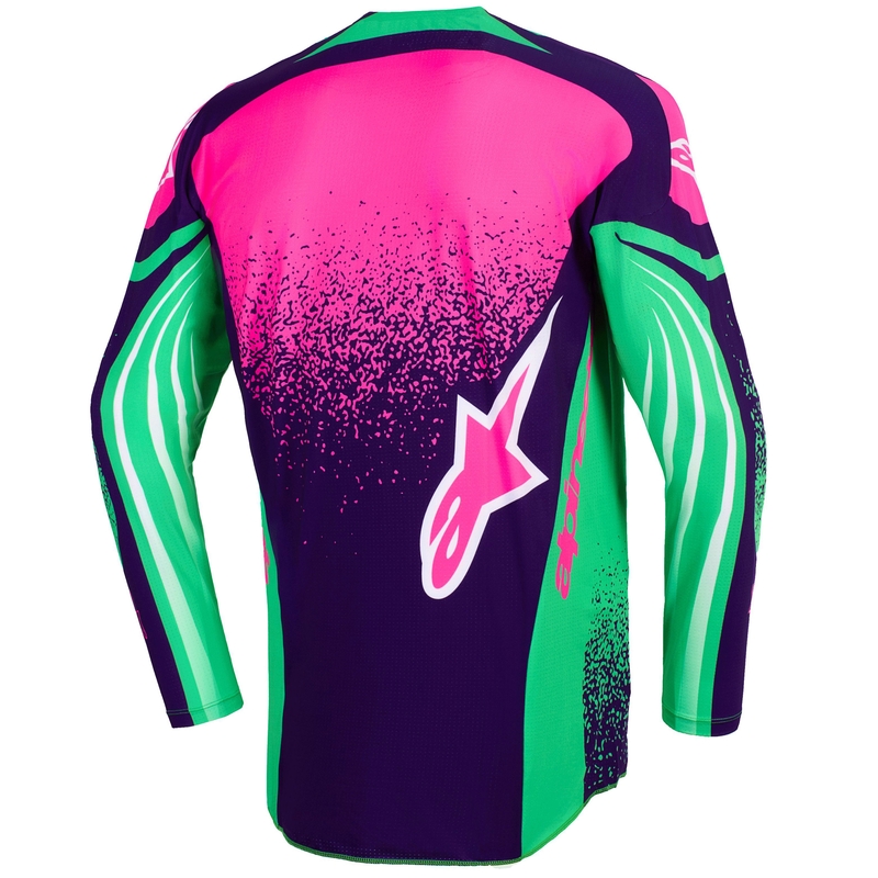 Maillot de motocross Alpinestars Techstar Nomur violet foncé-vert-rose fluo