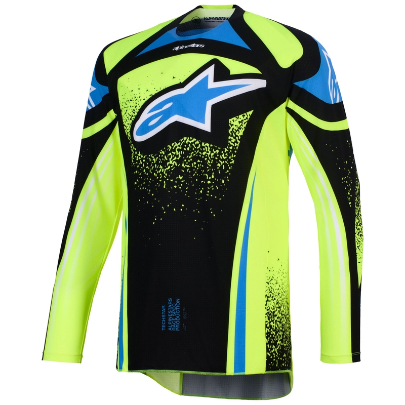 Maillot de motocross Alpinestars Techstar Nomur bleu foncé-jaune fluo-bleu