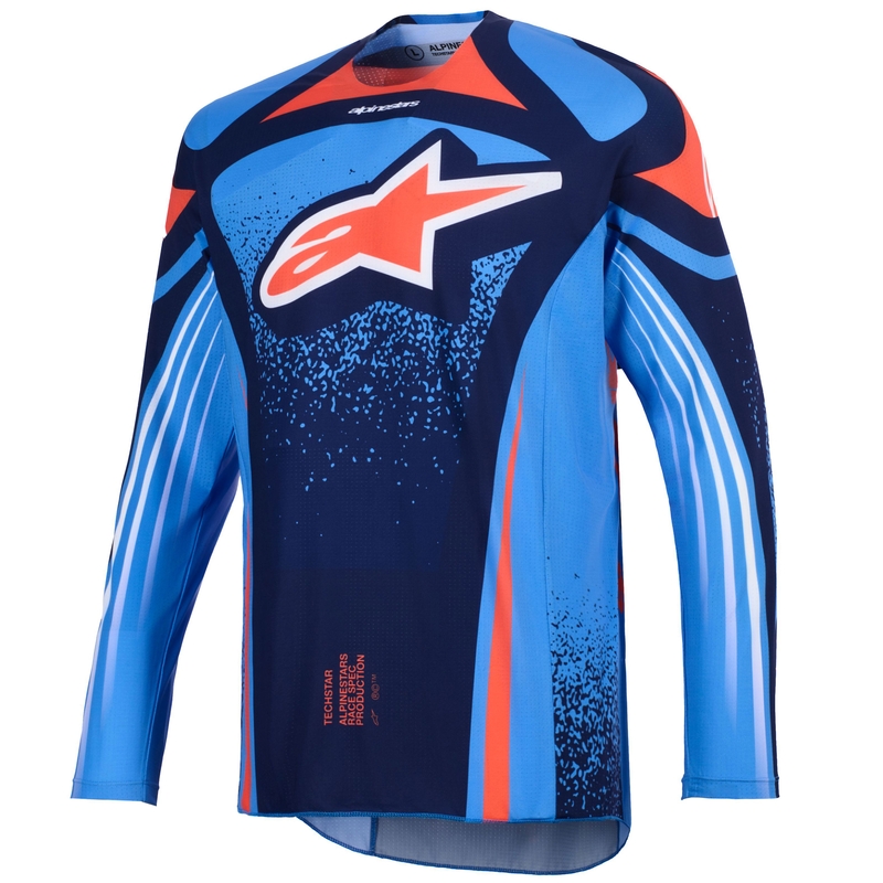 Maillot de motocross Alpinestars Techstar Nomur bleu foncé-orange-bleu