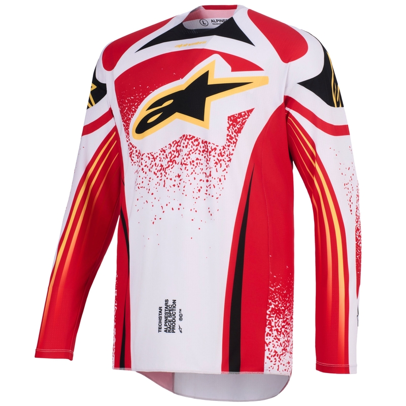 Maillot de motocross Alpinestars Techstar Nomur gris clair-rouge-noir-jaune