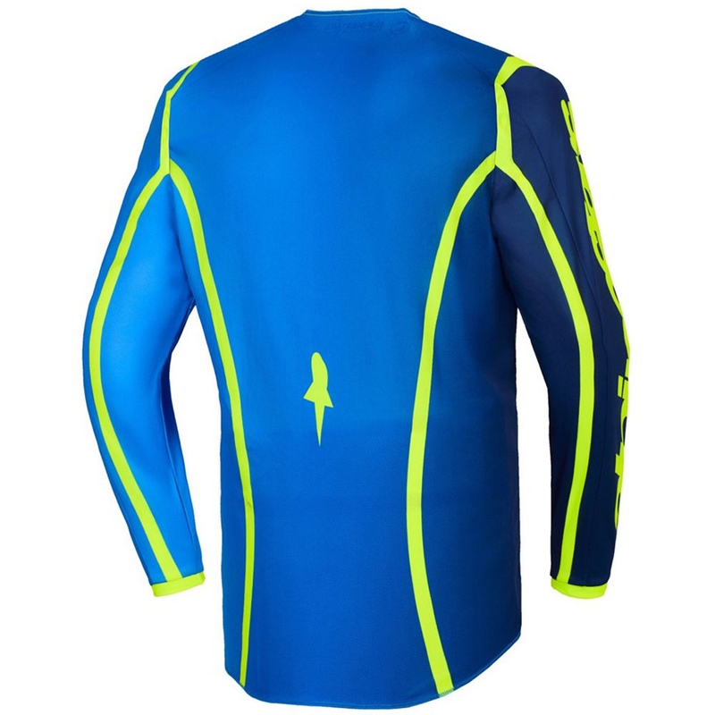 Maillot de motocross Alpinestars Fluid Apex bleu-jaune fluo