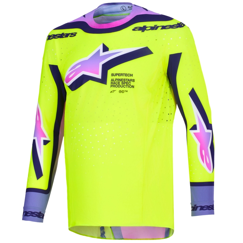 Maillot motocross Alpinestars Supertech Vista jaune fluo-violet-noir