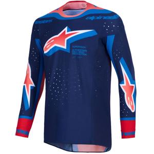 Maillot de motocross Alpinestars Supertech Vista bleu foncé-corail-cobalt