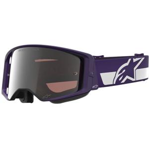 Lunettes de motocross Alpinestars Supertech Vision Hunta96 XXV violet-blanc avec plexiglas argent miroir