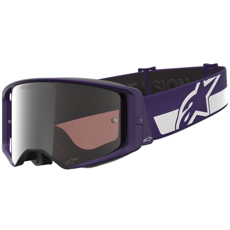 Lunettes de motocross Alpinestars Supertech Vision Hunta96 XXV violet-blanc avec plexiglas argent miroir