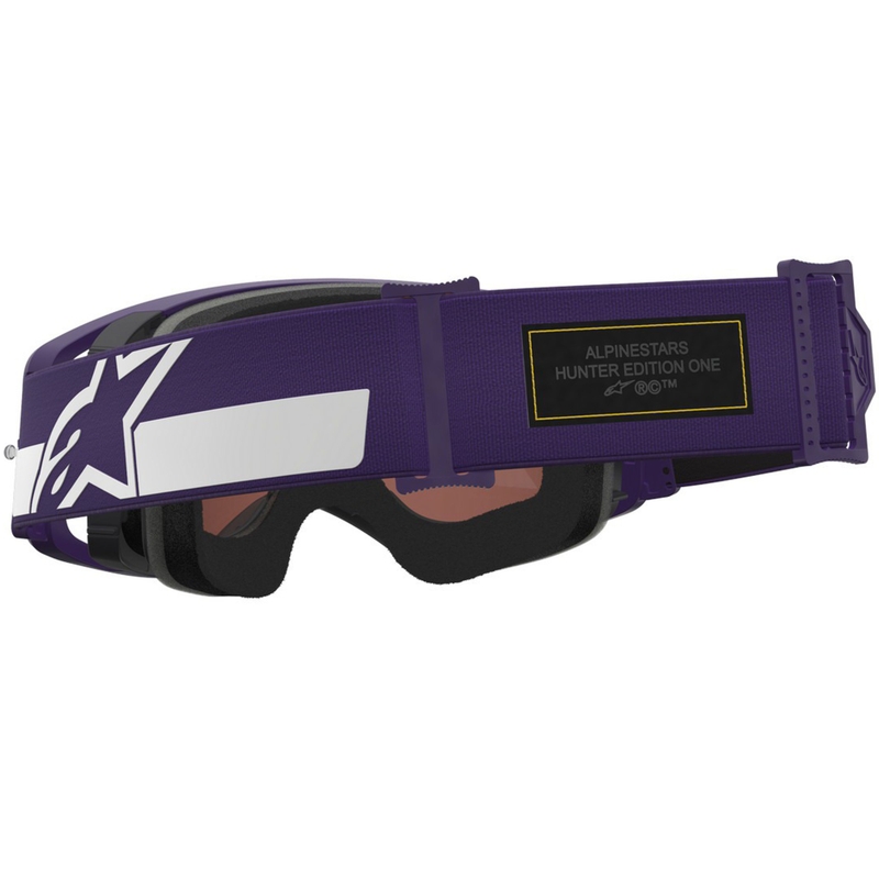 Lunettes de motocross Alpinestars Supertech Vision Hunta96 XXV violet-blanc avec plexiglas argent miroir