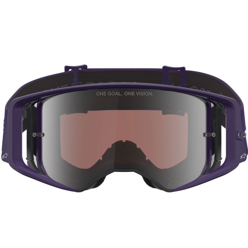 Lunettes de motocross Alpinestars Supertech Vision Hunta96 XXV violet-blanc avec plexiglas argent miroir