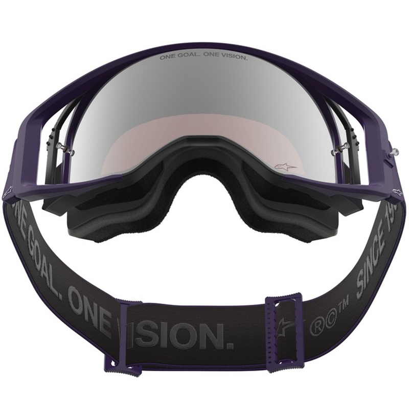 Lunettes de motocross Alpinestars Supertech Vision Hunta96 XXV violet-blanc avec plexiglas argent miroir