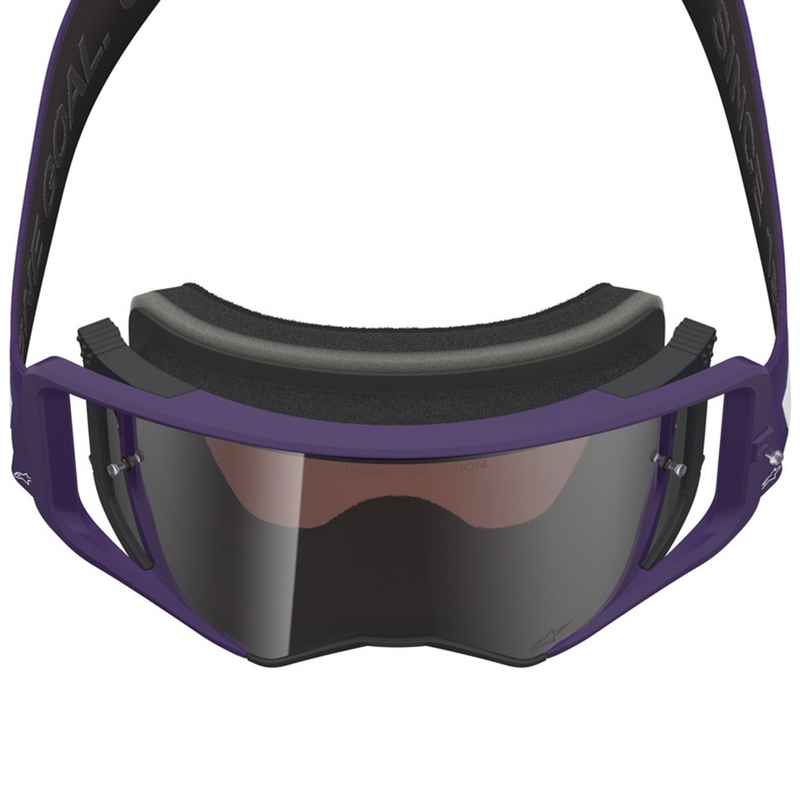 Lunettes de motocross Alpinestars Supertech Vision Hunta96 XXV violet-blanc avec plexiglas argent miroir