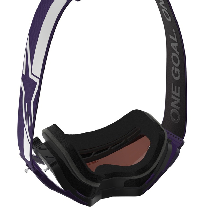 Lunettes de motocross Alpinestars Supertech Vision Hunta96 XXV violet-blanc avec plexiglas argent miroir