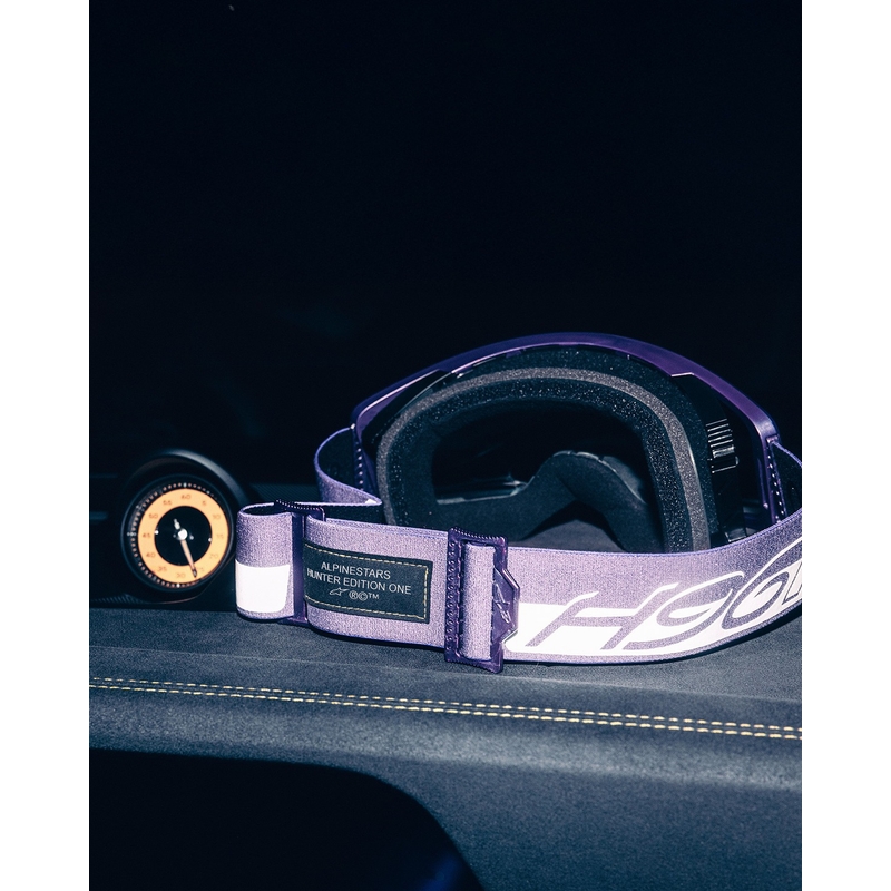 Lunettes de motocross Alpinestars Supertech Vision Hunta96 XXV violet-blanc avec plexiglas argent miroir
