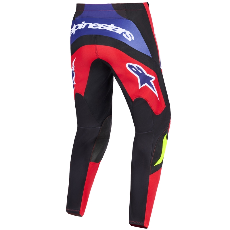 Motokrosové kalhoty Alpinestars Fluid Grid červeno-černo-fialovo-fluo žluté