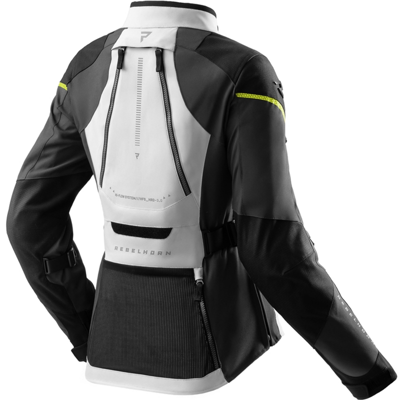 Veste moto femme Rebelhorn Hardy 3.0 noir-gris-jaune fluo