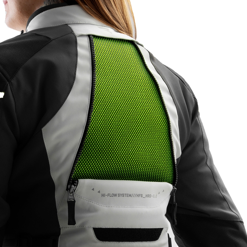 Veste moto femme Rebelhorn Hardy 3.0 noir-gris-jaune fluo