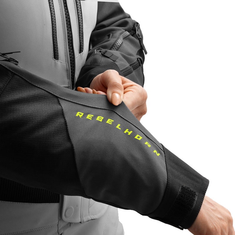Veste moto femme Rebelhorn Hardy 3.0 noir-gris-jaune fluo