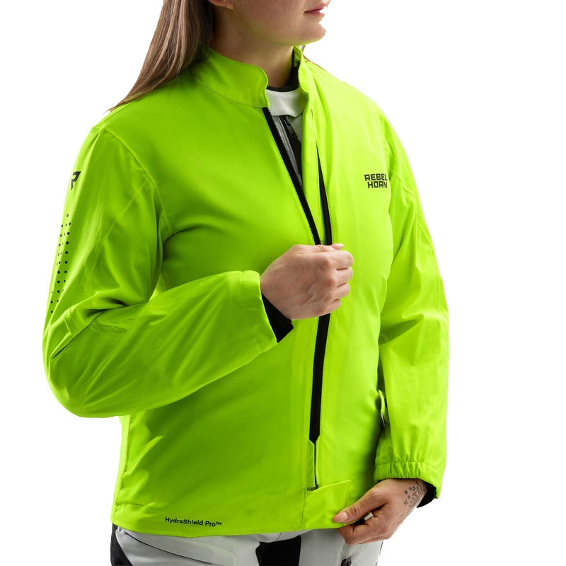 Veste moto femme Rebelhorn Hardy 3.0 noir-gris-jaune fluo