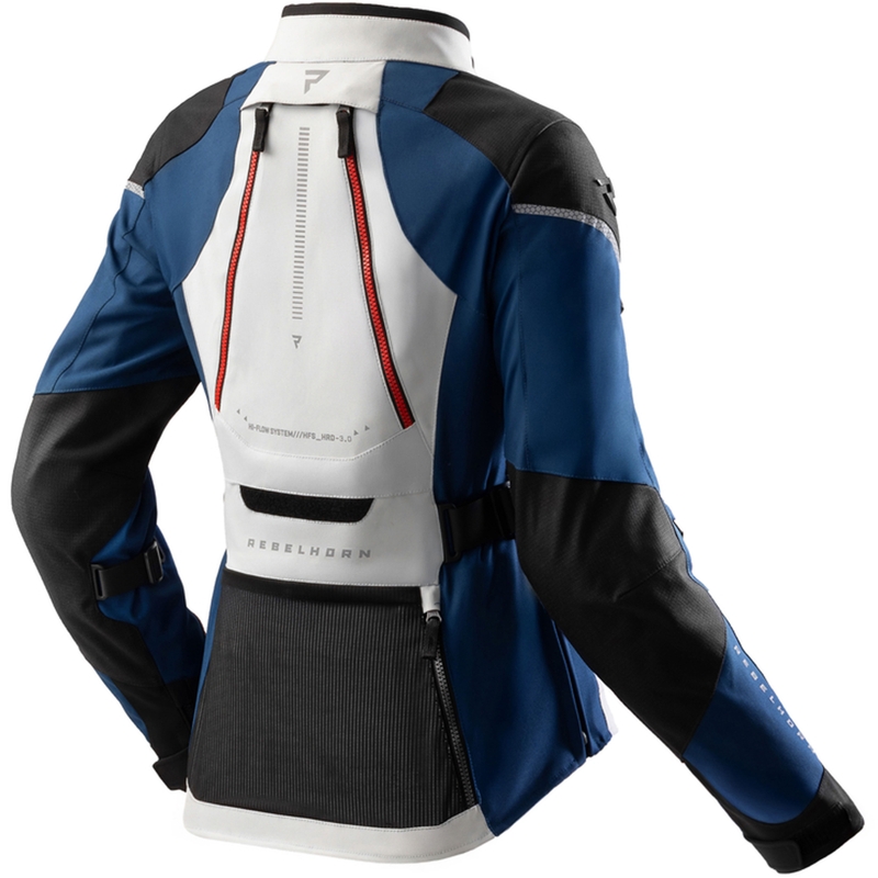 Blouson moto femme Rebelhorn Hardy 3.0 bleu-gris-rouge