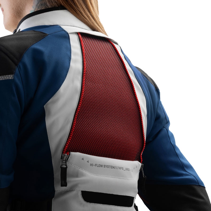 Blouson moto femme Rebelhorn Hardy 3.0 bleu-gris-rouge
