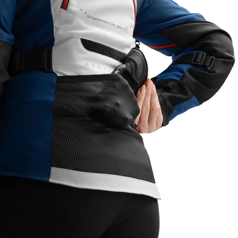 Blouson moto femme Rebelhorn Hardy 3.0 bleu-gris-rouge