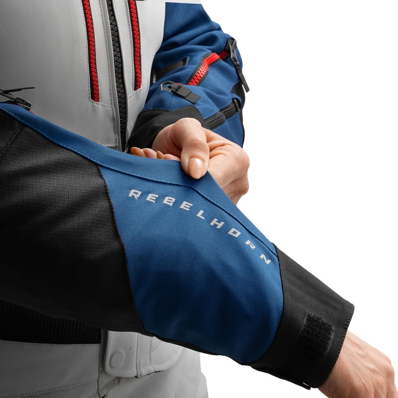 Blouson moto femme Rebelhorn Hardy 3.0 bleu-gris-rouge